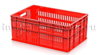 Ящик для молока, мяса, овощей и фруктов большая перфорация дно сплошное красный в Воронеже Ящик для молока, мяса, овощей и фруктов большая перфорация дно сплошное красный в Воронеже