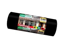 Мешки для мусора 240 л, ароматизированные, черные, в рулоне 10 шт., ПВД 45 мкм, 1300х930 мм, PREMIUM+, 24010830 в Воронеже