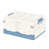 Ящик пластиковый складной белый, дно синее, 480х360х240 мм в Воронеже