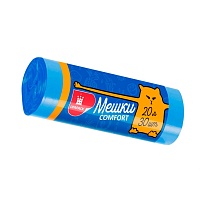 Мешки для мусора 20 л, синие, в рулоне 30 шт., ПНД, 8 мкм, 500х400 мм, Comfort, М0017 (МН 20-30с) в Воронеже