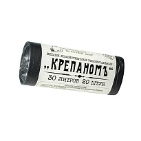 Мешки для мусора 30 л, черные, в рулоне 20 шт., ПНД, 7 мкм, 560х440 мм, Крепаномъ, 4607075710580 в Воронеже