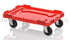 Тележка пластиковая сплошная без тормозов красная