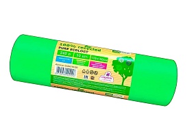 Мешки для мусора 240 л, ароматизированные, биоразлагаемые, зеленые, в рулоне 10 шт., ПВД 40 мкм, 1500х1100 мм, PURE ECOLOGY, bio24010120 в Воронеже