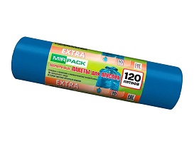 Мешки для мусора 120 л, синие, в рулоне 10 шт., ПНД, 14 мкм, 1100х700 мм, EXTRA, ex1201802 в Воронеже