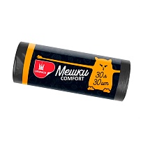 Мешки для мусора 30 л, черные, в рулоне 30 шт., ПНД, 7 мкм, 560х480 мм, Comfort, М0291 (МН 30-30ч) в Воронеже