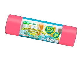 Мешки для мусора 120 л, с завязками, красные, в рулоне 10 шт., ПНД, 15 мкм, 800х750 мм, VIP, Z12010red в Воронеже