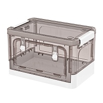 Ящик пластиковый складной прозрачный коричневый, дно белое, 360х235х230 мм, с колесиками в Воронеже Ящик пластиковый складной прозрачный коричневый, дно белое, 360х235х230 мм, с колесиками в Воронеже
