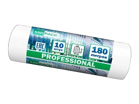 Мешки для мусора 180 л, прозрачные, в рулоне 10 шт., ПВД, 30 мкм, 1100х930 мм, PROFESSIONAL, 180104408 в Воронеже