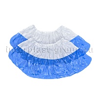 Бахилы бело-синие 1000 шт (500 пар), 48 мкм, двойная подошва, с одной резинкой, Эконом+ в Воронеже