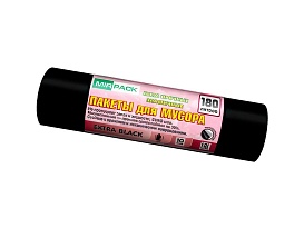 Мешки для мусора 180 л, ароматизированные, черные, в рулоне 10 шт., ПВД, 50 мкм, 1100х930 мм, EXTRA black, 18008301 в Воронеже