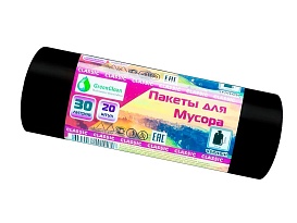Мешки для мусора 30 л, черные, в рулоне 20 шт., ПНД, 7 мкм, 600х500 мм, MIRPACK Classik, 302040 в Воронеже