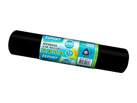 Мешки для мусора 240 л, черные, в рулоне 10 шт., ПВД 80 мкм, 1300х930 мм, EXPORT, exp 24010167 в Воронеже