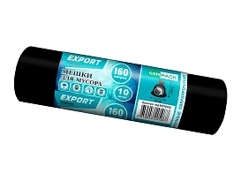 Мешки для мусора 160 л, ароматизированные, черные, в рулоне 10 шт., ПВД, 80 мкм, 1100х930 мм, EXPORT, exp16010142 в Воронеже