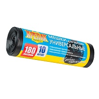 Мешки для мусора 180 л, черные, в рулоне 10 шт., ПНД, 20 мкм, 1150х800 мм, Крепак, 4607075710481 в Воронеже
