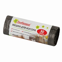 Мешки для мусора 30 л, черные, в рулоне 20 шт., ПНД, 5 мкм, 550х470 мм, Любаша эконом, 605329 в Воронеже Мешки для мусора 30 л, черные, в рулоне 20 шт., ПНД, 5 мкм, 550х470 мм, Любаша эконом, 605329 в Воронеже