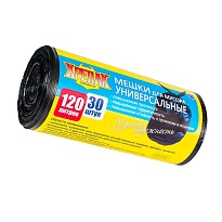 Мешки для мусора 120 л, черные, в рулоне 30 шт., ПНД, 15 мкм, 1100х700 мм, Крепак, 4607075710122 в Воронеже