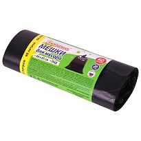 ММешки для мусора 60 л, черные, в рулоне 20 шт., ПНД, 8 мкм, 650х580 мм, Любаша, 608092 в Воронеже