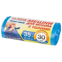 Мешки для мусора 35 л, с ушками, синие, в рулоне 30 шт., ПНД, 11 мкм, 650х500 мм, LAIMA ULTRA, 607684 в Воронеже