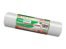 Мешки для мусора 120 л, белые, в рулоне 10 шт., ПНД, 14 мкм, 1100х700 мм, EXTRA, ex1201803 в Воронеже