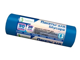 Мешки для мусора 30 л, синие, в рулоне 20 шт., ПНД, 7 мкм, 600х500 мм, MIRPACK Classik, 302041 в Воронеже