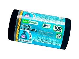 Мешки для мусора 100 л, черные, в рулоне 10 шт., ПВД, 70 мкм, 1000х600 мм, PREMIUM+, 1001076 в Воронеже