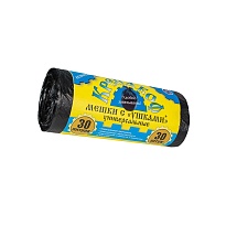 Мешки для мусора 30 л, с ушками, черные, в рулоне 30 шт., ПНД, 8 мкм, 580х460 мм, Крепакоф, 4607075710412 в Воронеже Мешки для мусора 30 л, с ушками, черные, в рулоне 30 шт., ПНД, 8 мкм, 580х460 мм, Крепакоф, 4607075710412 в Воронеже