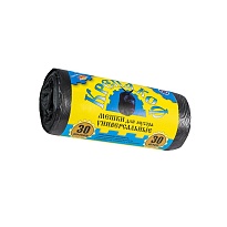 Мешки для мусора 30 л, с ушками, черные, в рулоне 30 шт., ПНД, 8 мкм, 580х460 мм, Крепакоф, 4607075710238 в Воронеже