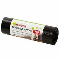 Мешки для мусора 180 л, черные, в рулоне 10 шт., ПВД, 24 мкм, 1060х800 мм, Любаша, 605336 в Воронеже