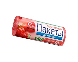 Мешки для мусора 30 л, ароматизированные, Клубника, красные, в рулоне 20 шт., ПНД, 9 мкм, 560х530 мм, GRIFON Aroma, 101-020 K в Воронеже