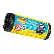 Мешки для мусора 20 л, черные, в рулоне 30 шт., ПНД, 10 мкм, 550х440 мм, Крепак, 4607075710092 в Воронеже