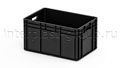 Евроконтейнер открытые ручки/усиленное дно 600х400х320 черный