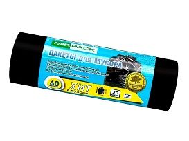 Мешки для мусора 60 л, ароматизированные, черные, в рулоне 20 шт., ПНД, 8 мкм, 800х600 мм, ХИТ, 6020867 в Воронеже